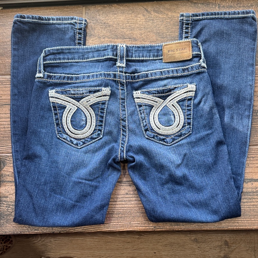 Big Star Women's Dark Blue Bootcut Jeans with Embroidered Pockets